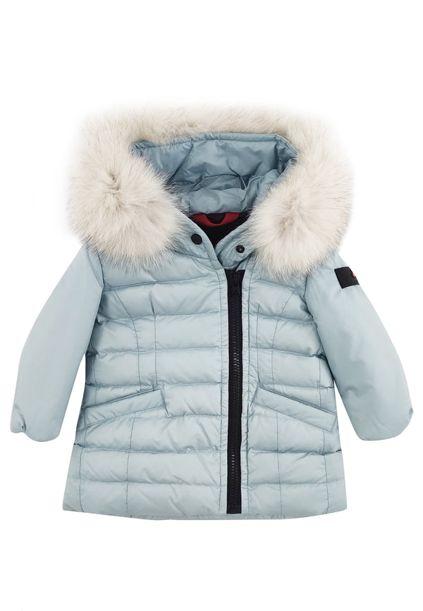 Giubbino neonata Peuterey Seriola mx fox fur baby celeste in tessuto tecnico