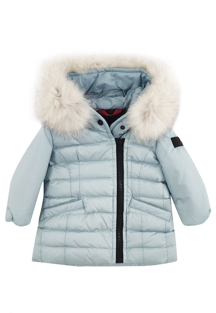 Giubbino neonata Peuterey Seriola mx fox fur baby celeste in tessuto tecnico