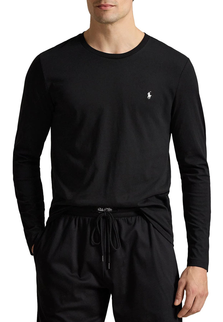T-shirt manica lunga Ralph Lauren nera unisex in cotone