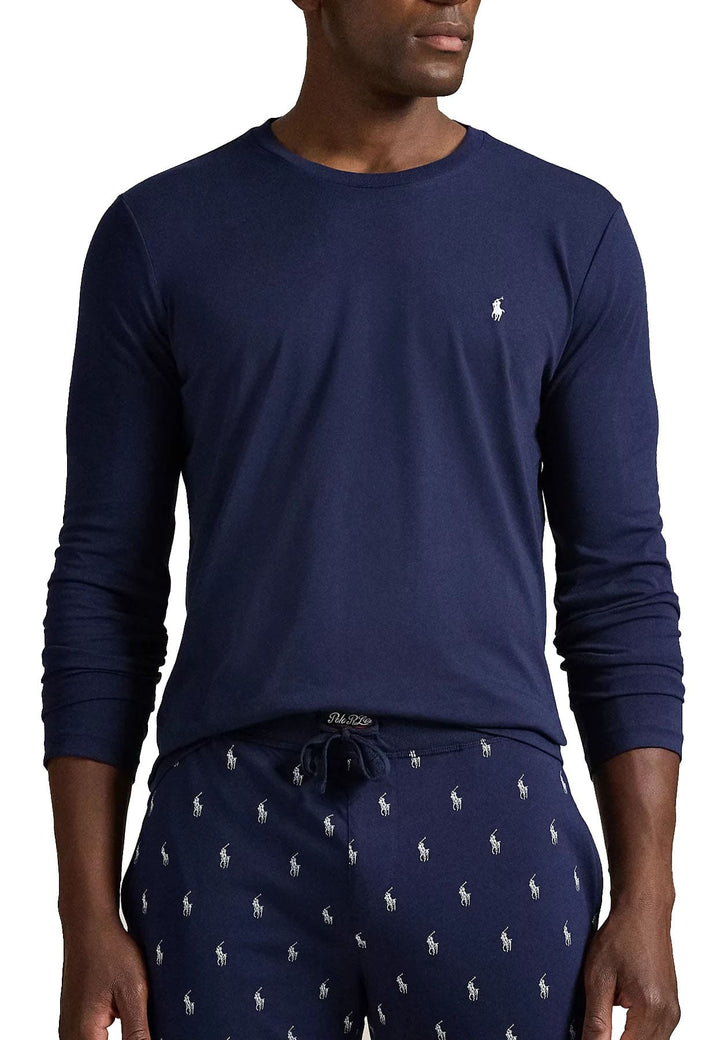 T-shirt manica lunga Ralph Lauren blu unisex in cotone