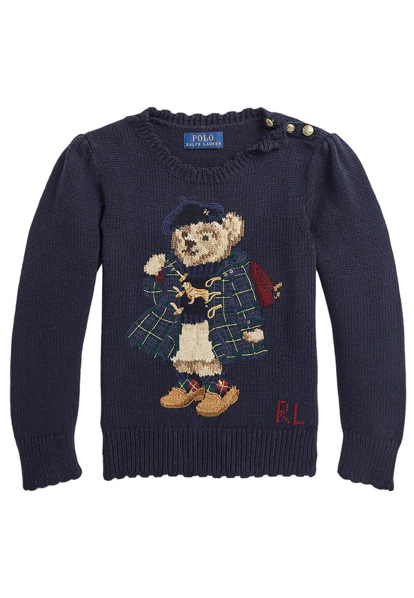 Ralph Lauren maglia blu bambina in cotone