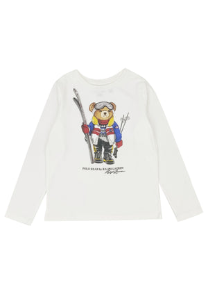 Ralph Lauren t-shirt bear bianca bambina in cotone