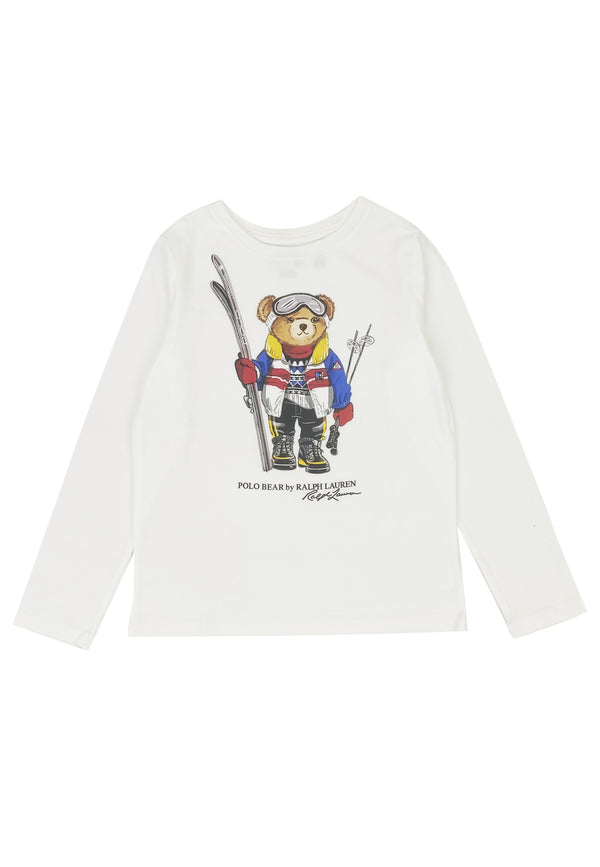 Ralph Lauren t-shirt bear bianca bambina in cotone