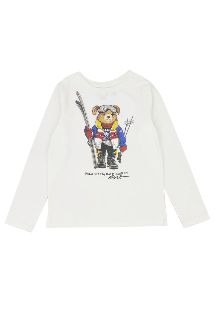 Ralph Lauren t-shirt bear bianca bambina in cotone