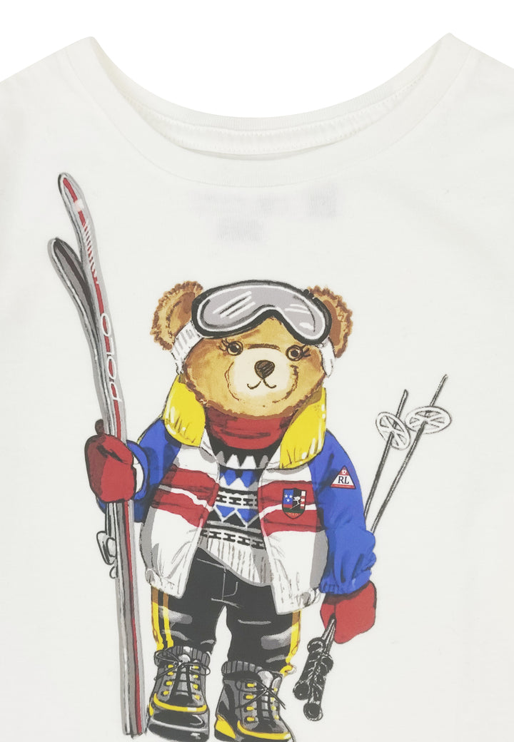 Ralph Lauren t-shirt bear bianca bambina in cotone
