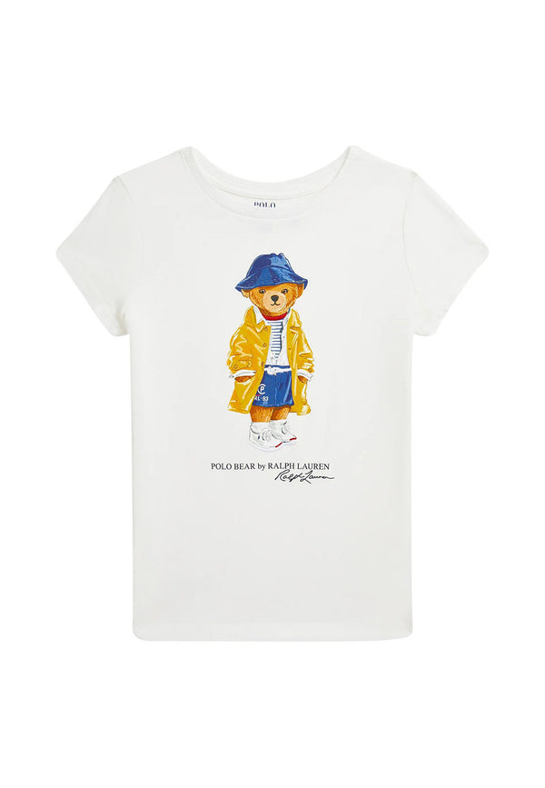T-shirt bambina Ralph Lauren bianca in cotone