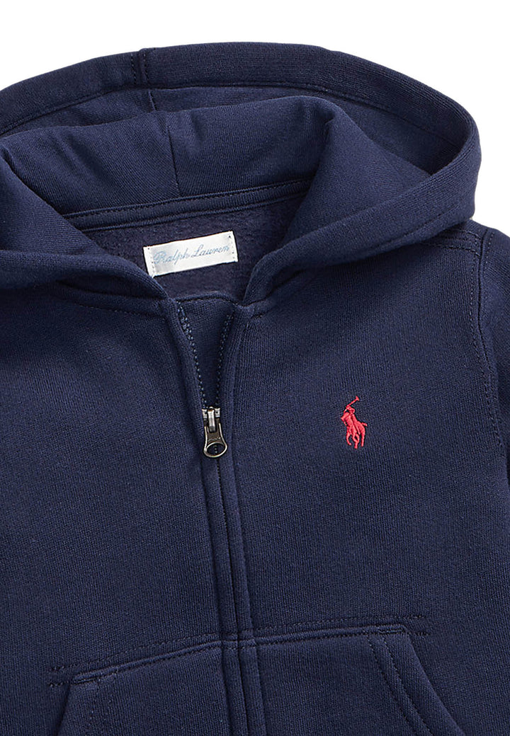 Felpa con cappuccio neonato Ralph Lauren Kids blu in cotone