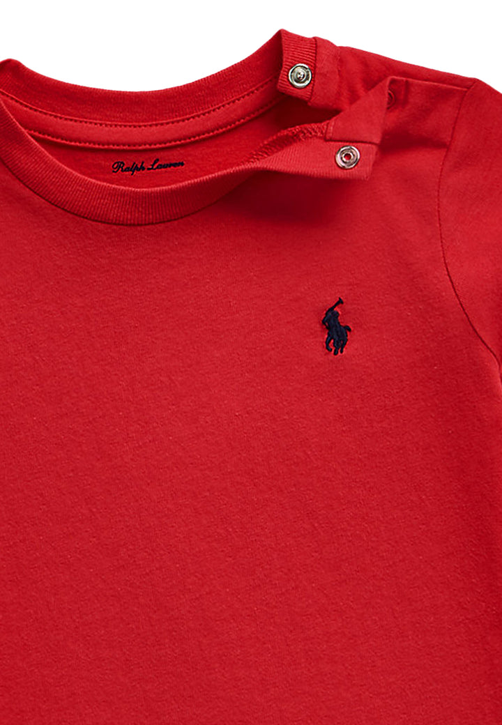 T-shirt neonato Ralph Lauren rossa in cotone