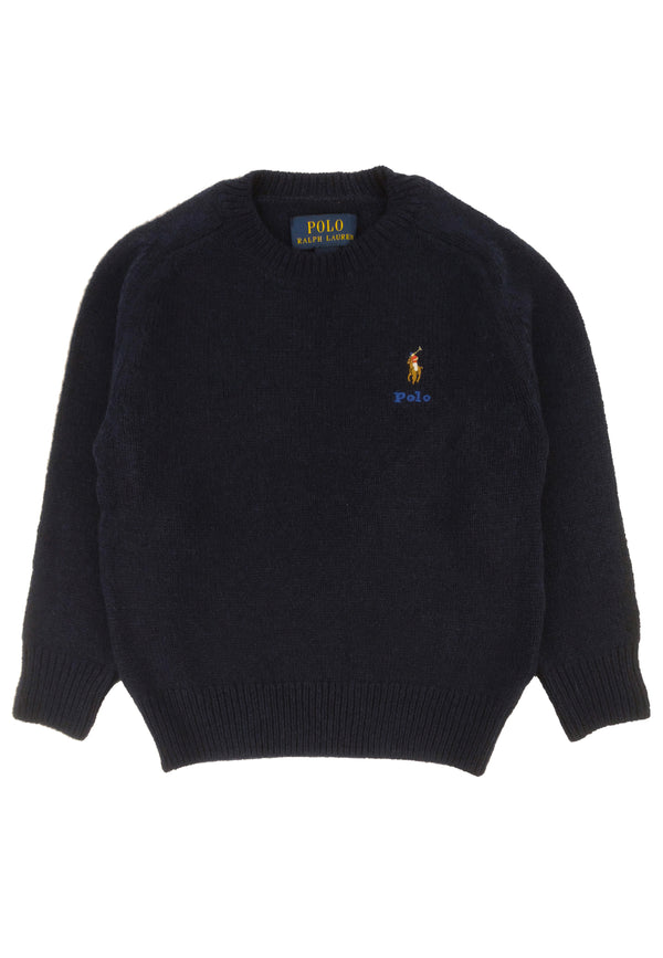 Maglia bambino Ralph Lauren blu in misto cashmere