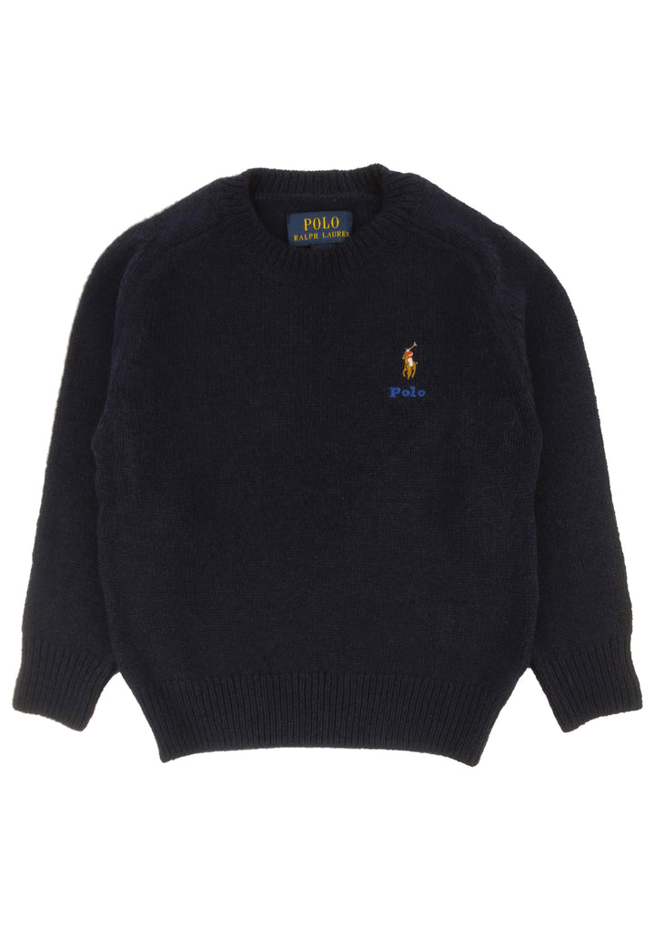 Maglia bambino Ralph Lauren blu in misto cashmere