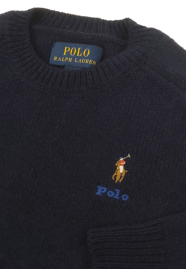 Maglia bambino Ralph Lauren blu in misto cashmere