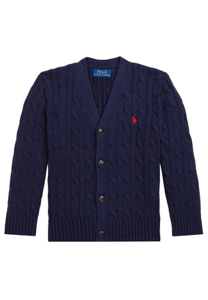 Maglia cardigan bambino Ralph Lauren blu in cotone