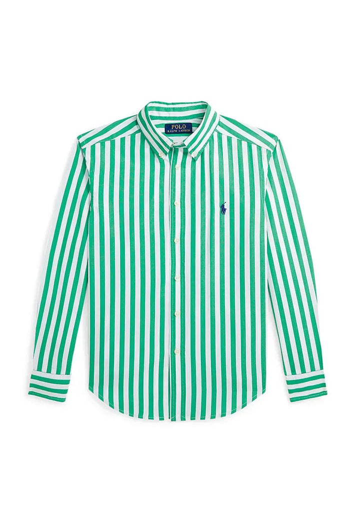Camicia bambino Ralph Lauren bianca/verde in cotone