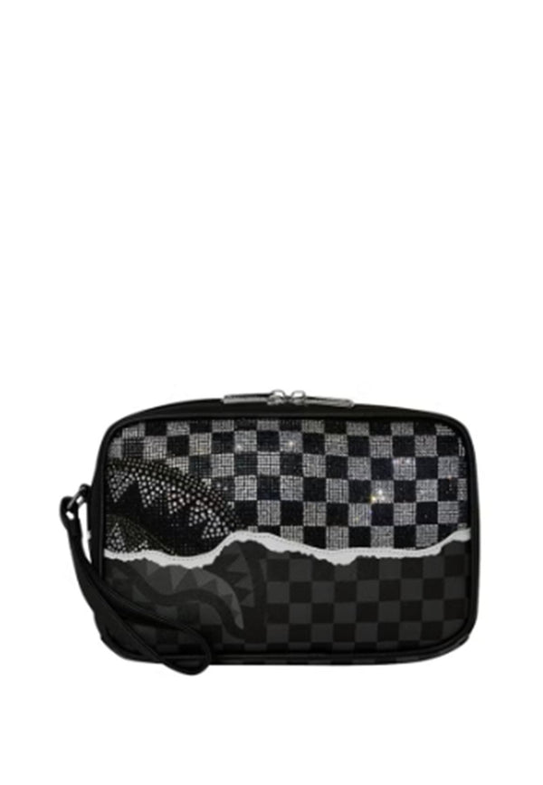Pochette nera con strass unisex Sprayground in pelle vegana