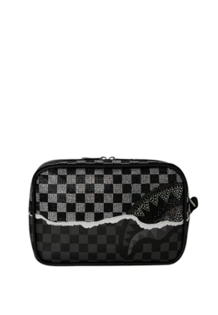 Pochette nera con strass unisex Sprayground in pelle vegana