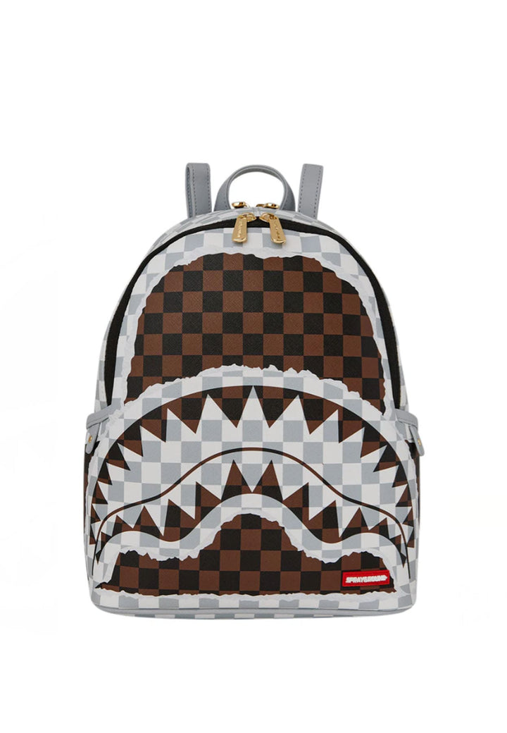 Zaino unisex Sprayground grigio e marrone in pelle vegana