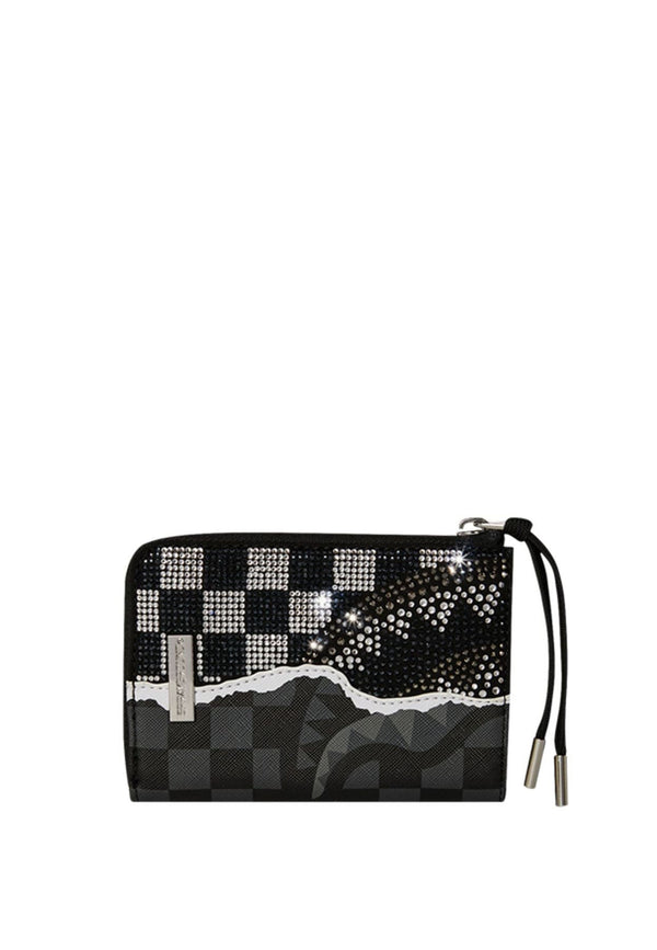 Portafoglio nero e glitter unisex Sprayground in pelle vegana