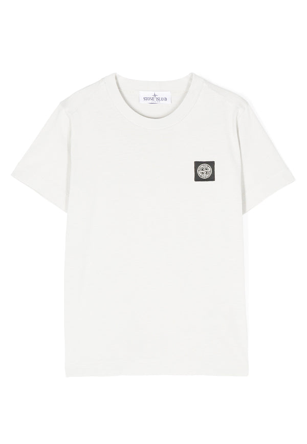 T-shirt bambino Stone Island bianca in cotone