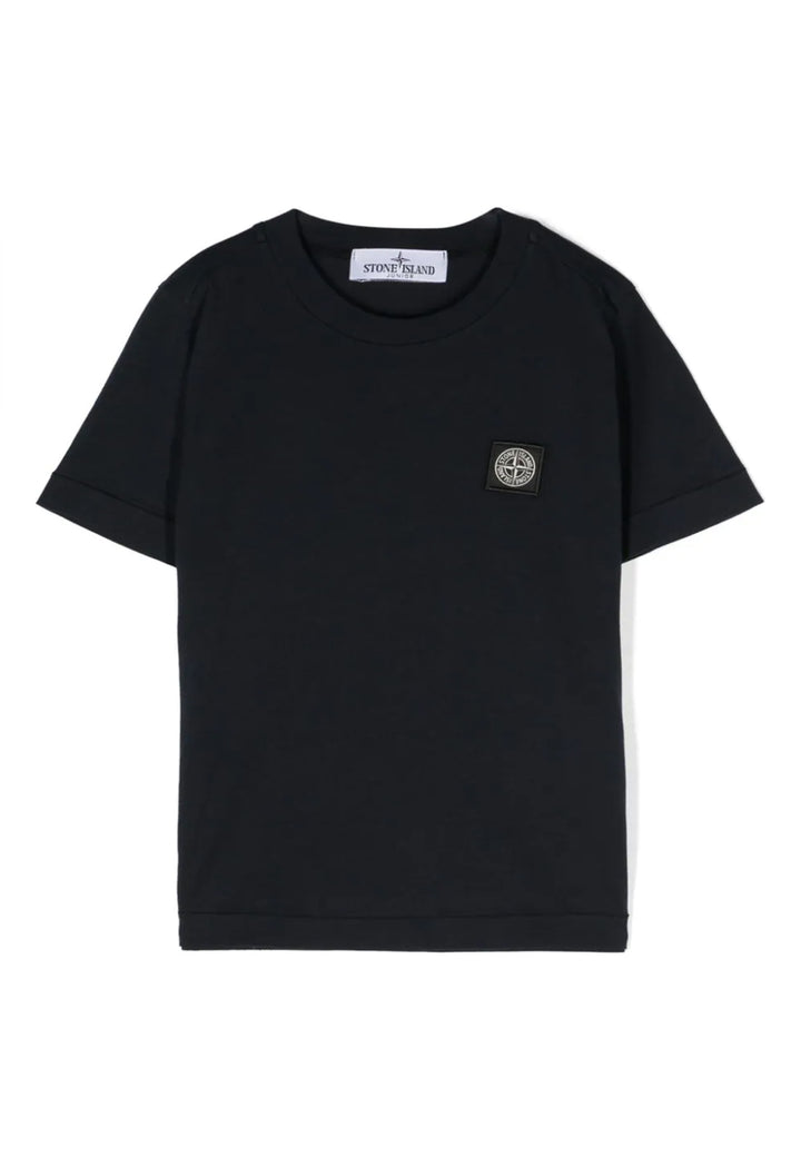 T-shirt bambino Stone Island nera in cotone