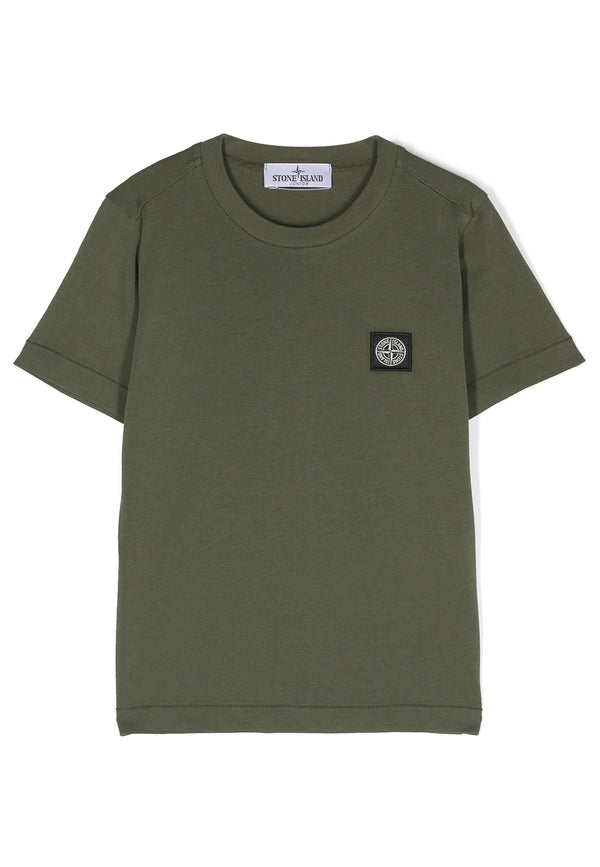 T-shirt bambino Stone Island verde in cotone