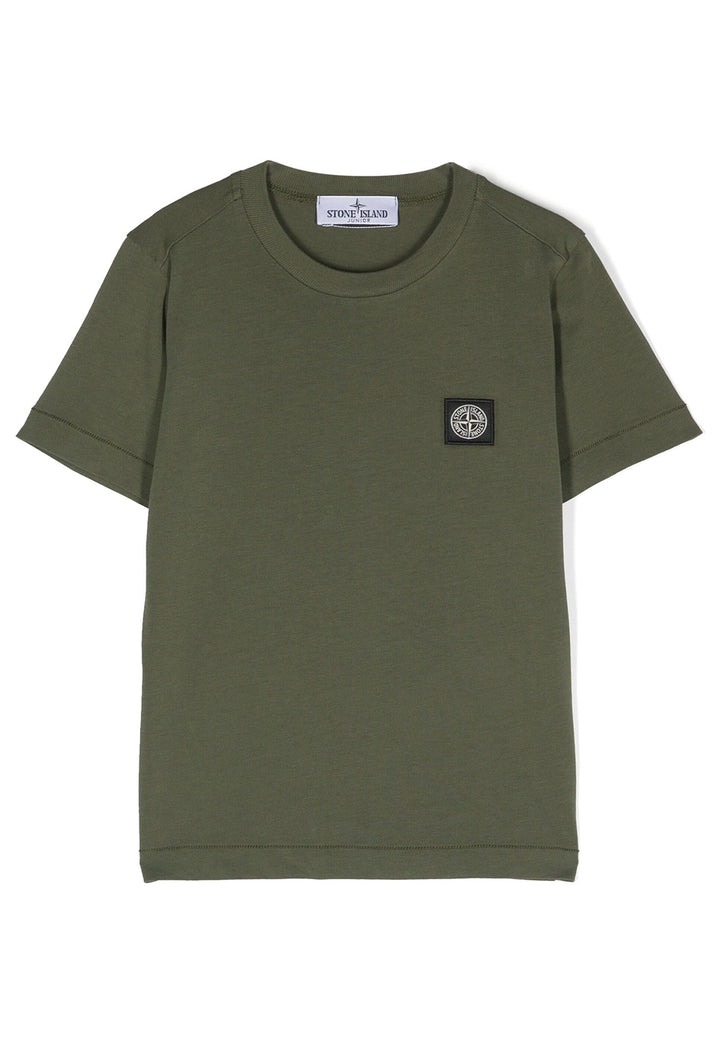 T-shirt bambino Stone Island verde in cotone