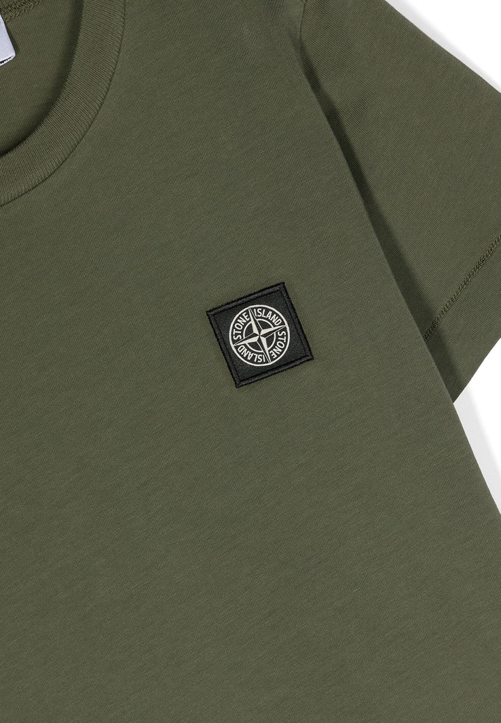 T-shirt bambino Stone Island verde in cotone