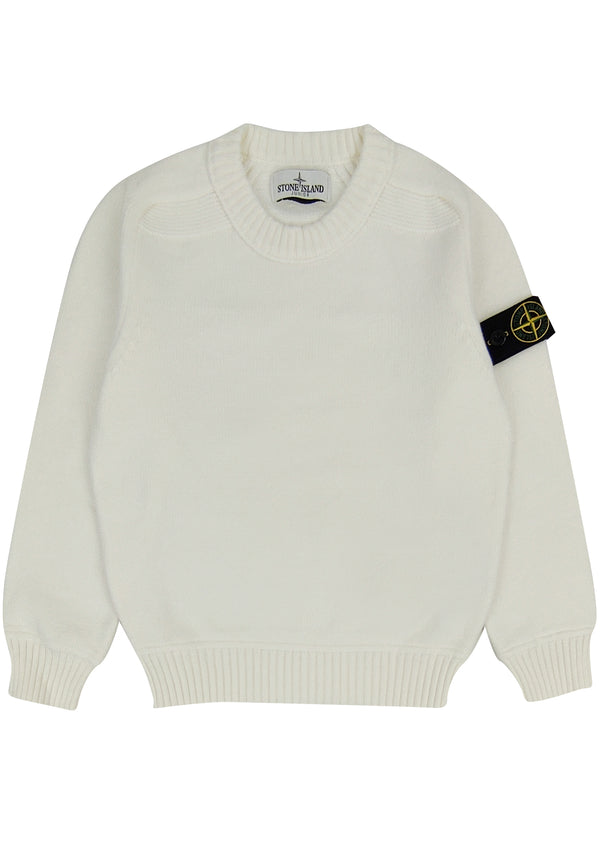 Maglia bambino Stone Island bianca in misto cotone