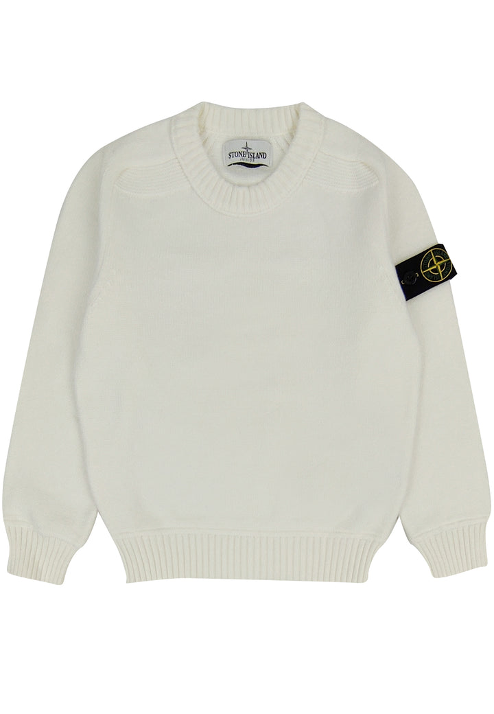 Maglia bambino Stone Island bianca in misto cotone