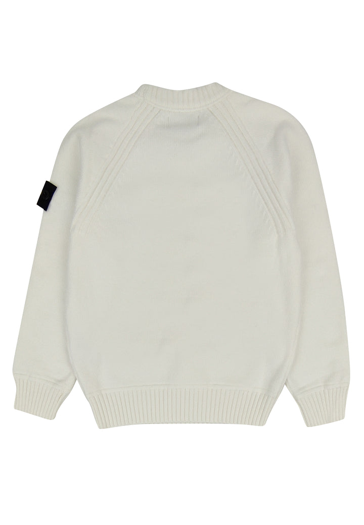 Maglia bambino Stone Island bianca in misto cotone