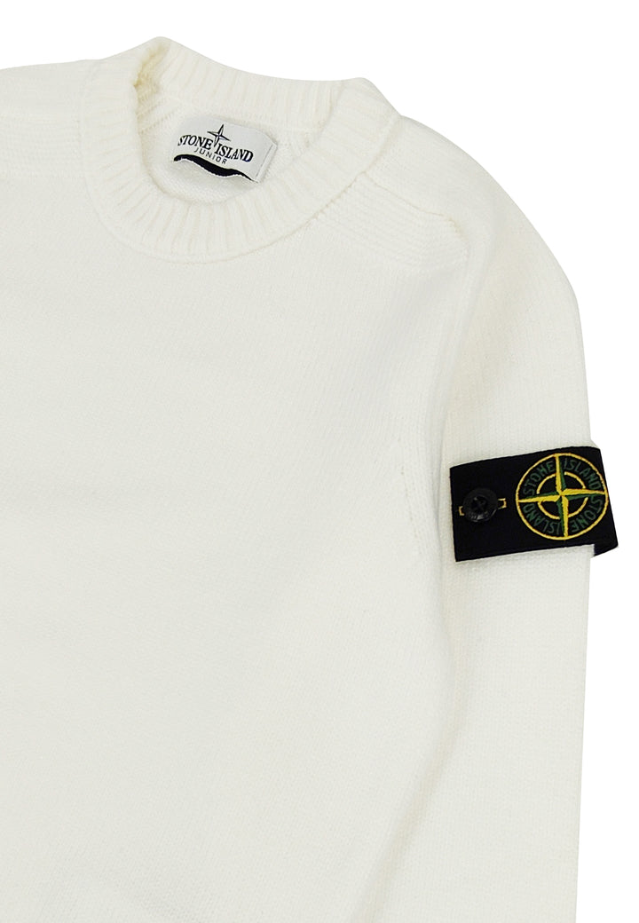 Maglia bambino Stone Island bianca in misto cotone
