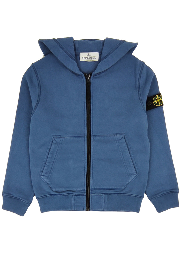 Felpa bambino Stone Island blu in cotone