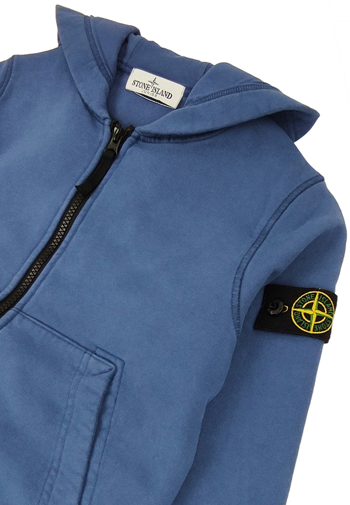 Felpa bambino Stone Island blu in cotone