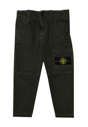 Pantalone bambino Stone Island verde in cotone stretch