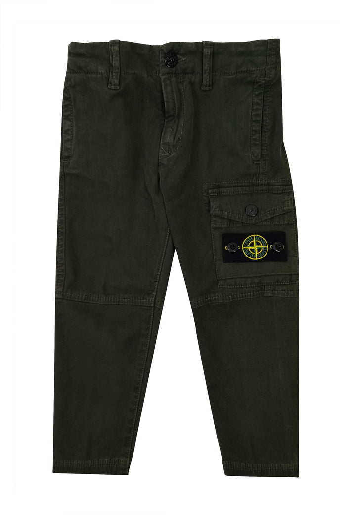 Pantalone bambino Stone Island verde in cotone stretch