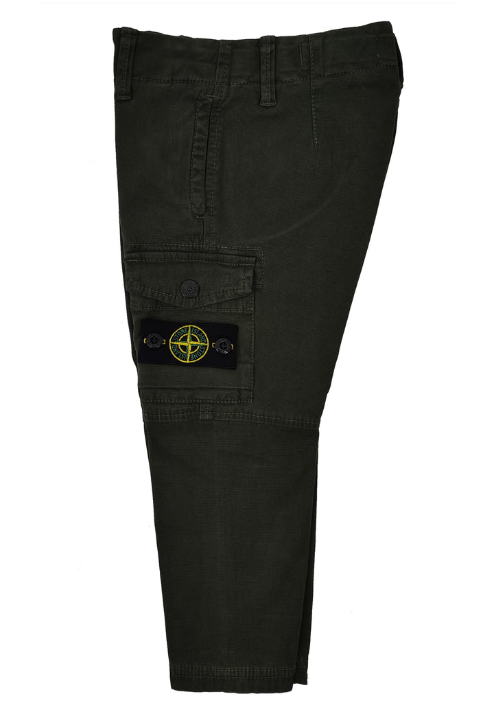 Pantalone bambino Stone Island verde in cotone stretch