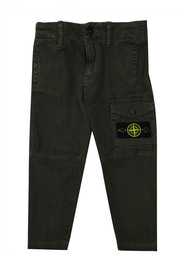 Pantalone bambino Stone Island verde in cotone stretch