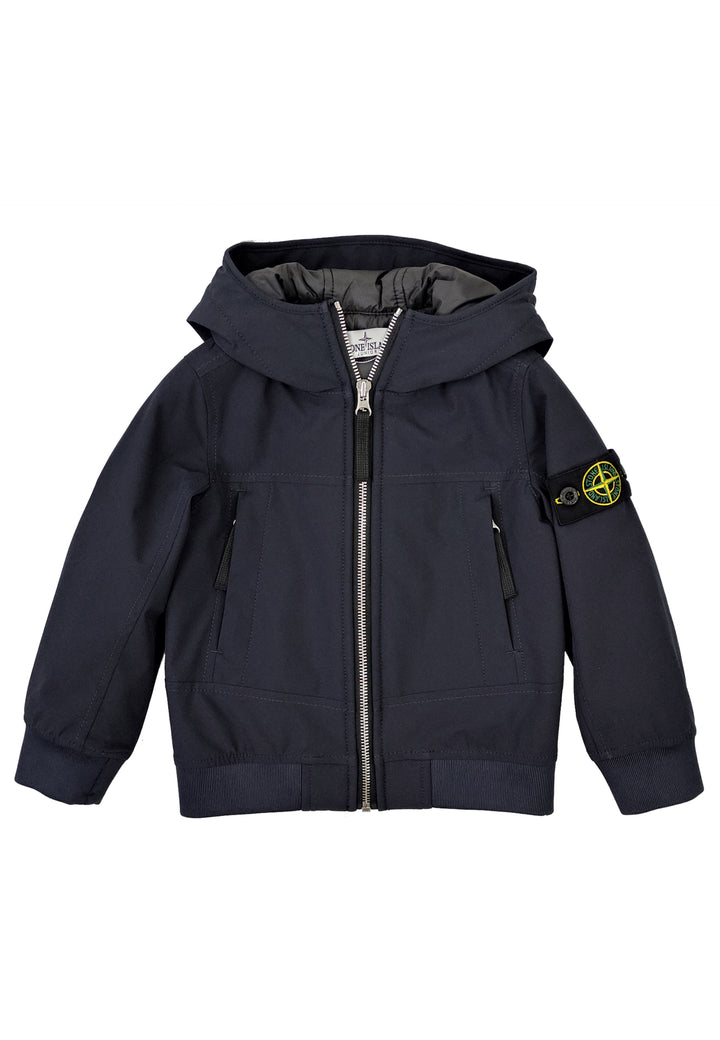 Giacca bambino Stone Island blu con cappuccio