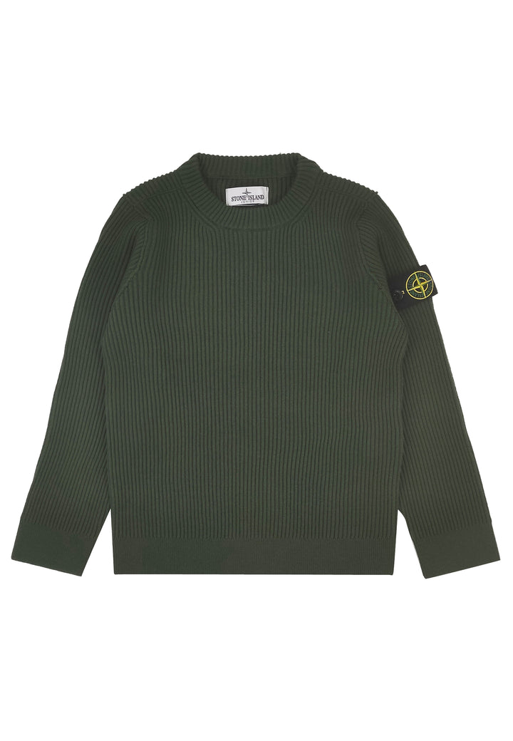 Maglia bambino Stone Island verde in pura lana