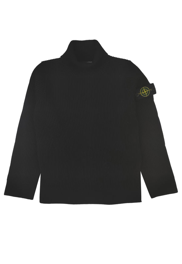 Maglia dolcevita bambino Stone Island nera in pura lana