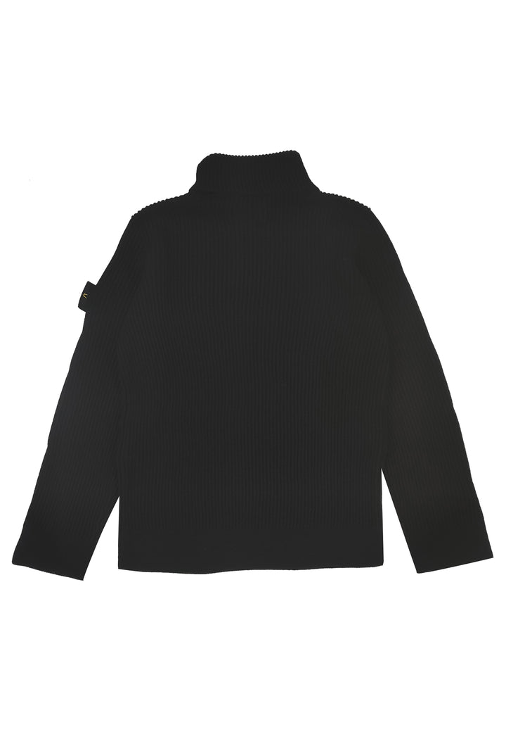 Maglia dolcevita bambino Stone Island nera in pura lana