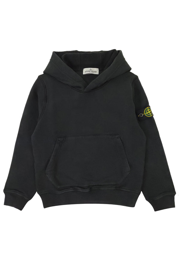 Felpa bambino Stone Island nera in cotone