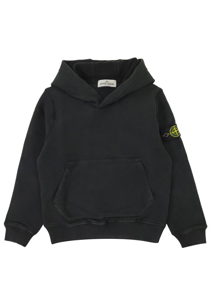 Felpa bambino Stone Island nera in cotone