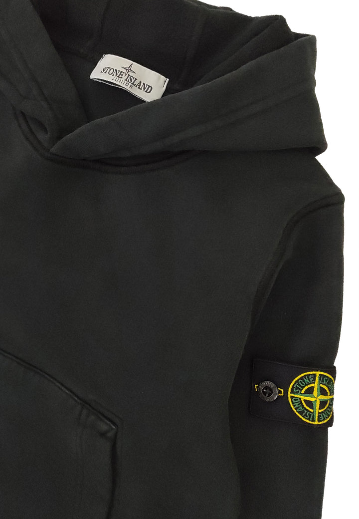 Felpa bambino Stone Island nera in cotone