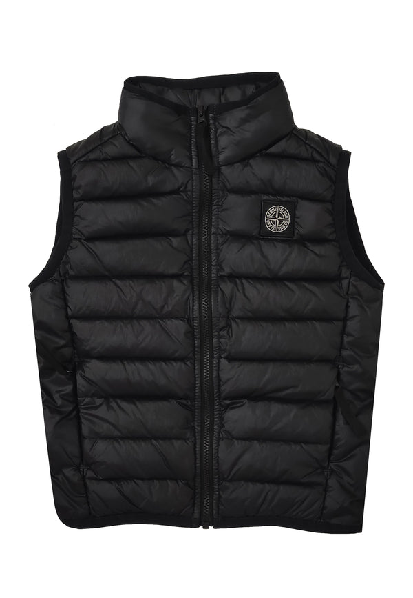 Piumino smanicato bambino Stone Island nero in nylon