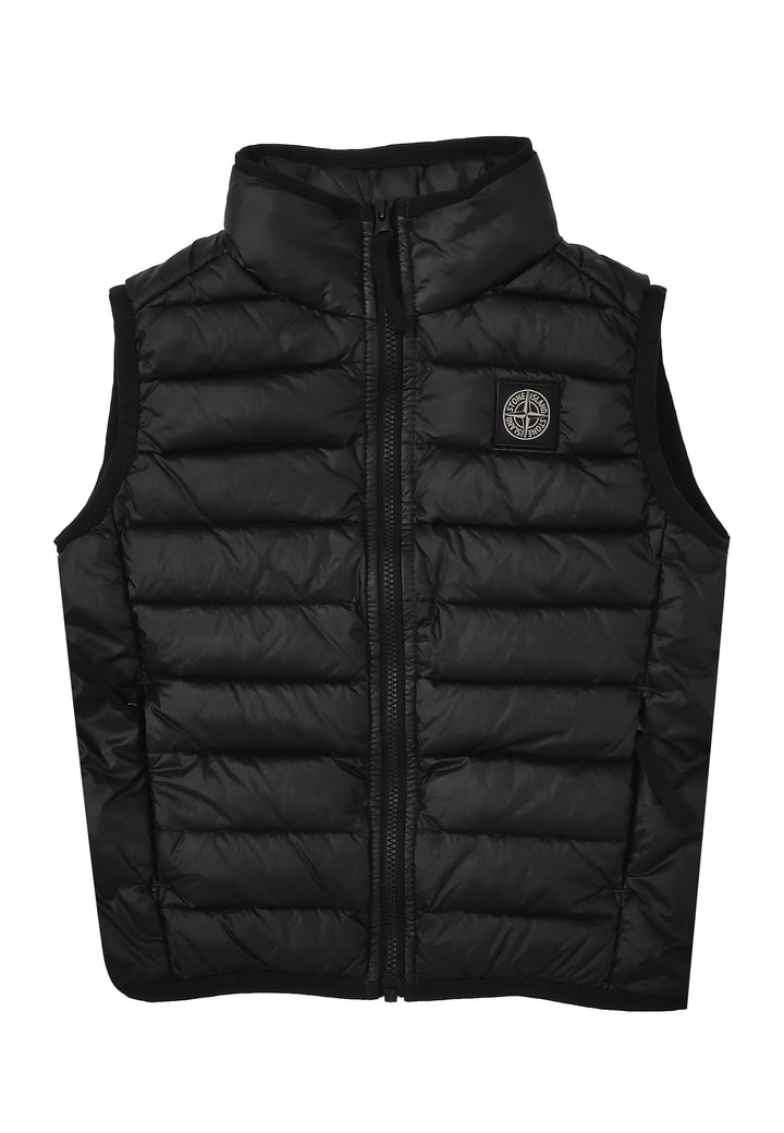 Piumino smanicato bambino Stone Island nero in nylon