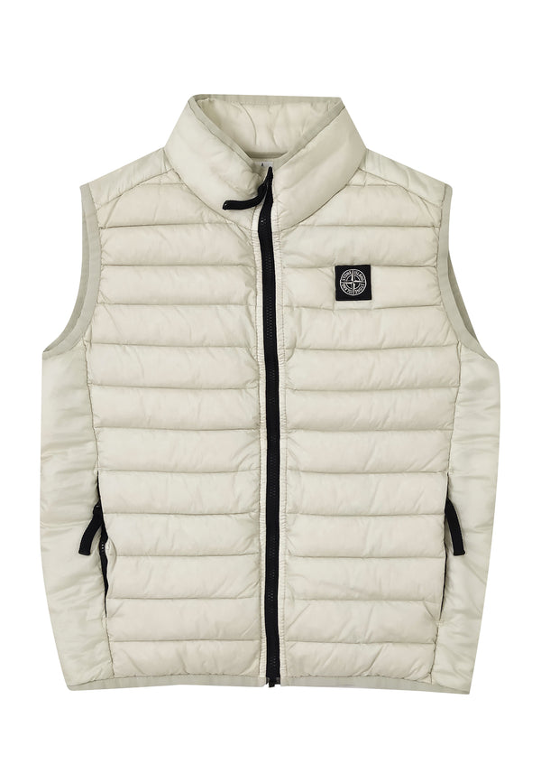 Piumino smanicato bambino Stone Island beige chiaro in nylon