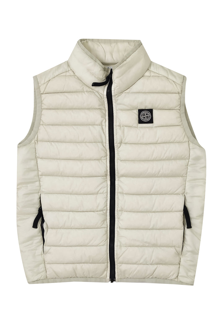Piumino smanicato bambino Stone Island beige chiaro in nylon