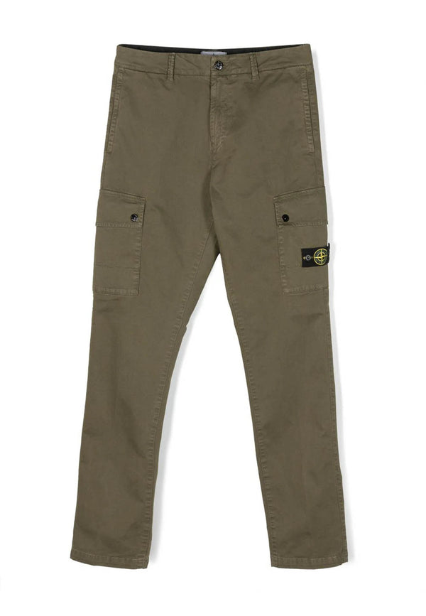 Pantalone bambino Stone Island verde in cotone