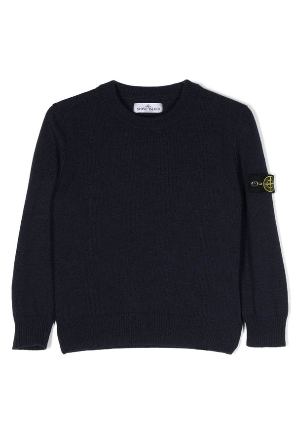Maglia bambino Stone Island blu navy in misto lana