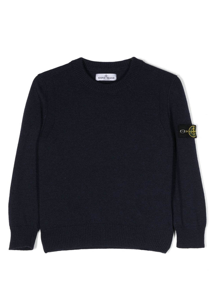 Maglia bambino Stone Island blu navy in misto lana